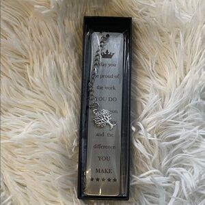 Silver Inspirational Bookmark with Tree Charm